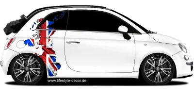 Autoaufkleber Fahne von Großbritannien als Silhouette auf Fahrzeugseite von PKW