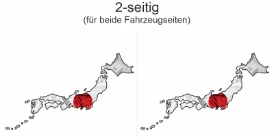 Autoaufkleber Fahne von Japan als Silhouette - Ansicht zweiseitig für beide Fahrzeugseiten