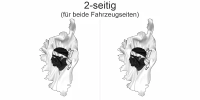 Autoaufkleber Fahne von Korsika als Silhouette - Ansicht zweiseitig für beide Fahrzeugseiten