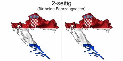 Autoaufkleber Fahne von Kroatien als Silhouette - Ansicht zweiseitig für beide Fahrzeugseiten