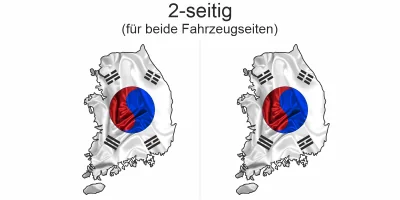 Autoaufkleber Fahne von Südkorea als Silhouette - Ansicht zweiseitig für beide Fahrzeugseiten