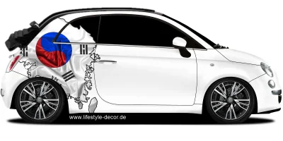 Autoaufkleber Fahne von Südkorea als Silhouette auf Fahrzeugseite von PKW