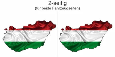 Autoaufkleber Fahne von Ungarn als Silhouette - Ansicht zweiseitig für beide Fahrzeugseiten