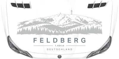 Autoaufkleber Feldbergvvvvv auf heller Motorhaube