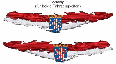 Autoaufkleber Flagge von Hessen - Ansicht zweiseitig für beide Fahrzeugseiten