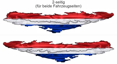 Autoaufkleber Niederländische Flagge - Ansicht zweiseitig für beide Fahrzeugseiten