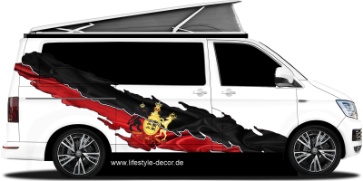 Autoaufkleber Flagge von Württemberg auf Fahrzeugseite von Camper