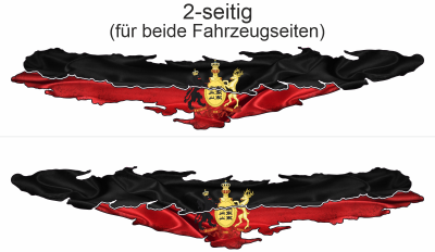 Autoaufkleber Flagge von Württemberg - Ansicht zweiseitig für beide Fahrzeugseiten