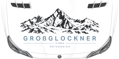 Autoaufkleber Großglockner auf heller Motorhaube