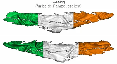 Autoaufkleber Irische Flagge - Ansicht zweiseitig für beide Fahrzeugseiten