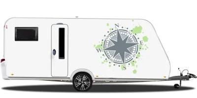 Autoaufkleber Kompass auf Wohnwagen