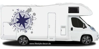 Autoaufkleber Kompass auf Wohnmobil