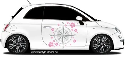 Autoaufkleber Kompass mit Blumen