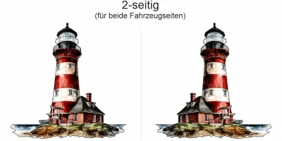 Autoaufkleber Leuchtturm am Meer - Ansicht zweiseitig für beide Fahrzeugseiten