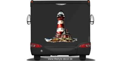 Autoaufkleber Leuchtturm am Meer auf dunklem Heck