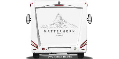 Autoaufkleber Matterhorn auf Heck von Wohnwagen oder Wohnmobil