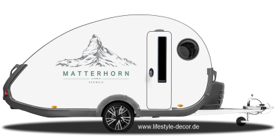 Autoaufkleber Matterhorn auf Seitenwand von Wohnwagen