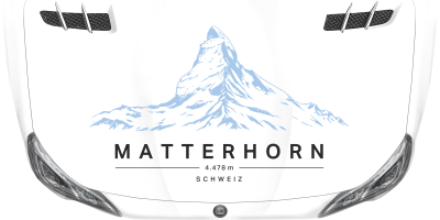 Autoaufkleber Matterhorn auf heller Motorhaube