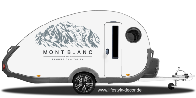 Autoaufkleber Mont Blanc auf Seitenwand von Wohnwagen
