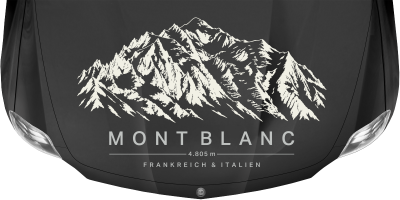 Autoaufkleber Mont Blanc auf dunkler Motorhaube