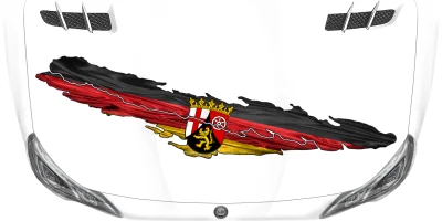 Autoaufkleber die Fahne von Rheinland-Pfalz auf Motorhaube
