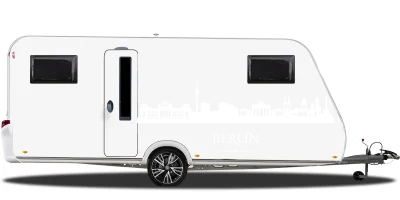 Autoaufkleber Skyline Berlin auf hellem Wohnwagen - Ansicht Farbauswahl