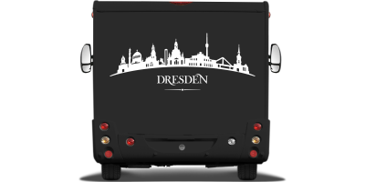 Konturen Dresdens als Aufkleber fürs Auto auf Heck von Wohnmobil oder Wohnwagen - Ansicht Farbauswahl