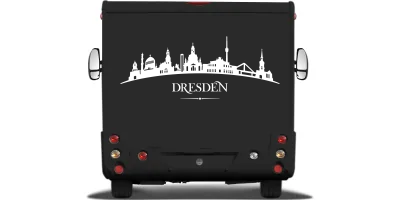 Konturen Dresdens als Aufkleber fürs Auto auf Heck von Wohnmobil oder Wohnwagen - Ansicht Farbauswahl