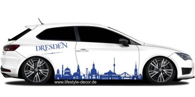 Konturen Dresdens als Aufkleber fürs Auto