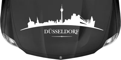 Autoaufkleber Skyline Düsseldorf auf dunkler Motorhaube - Ansicht Farbauswahl