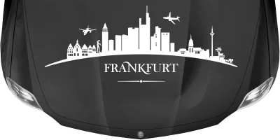 Autoaufkleber Skyline Frankfurt auf dunkler Motorhaube - Ansicht Farbauswahl auf dunkler Motorhaube - Ansicht Farbauswahl