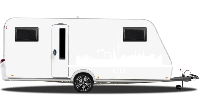 Cartattoo Skyline Kiel auf hellem Camper - Ansicht Farbauswahl