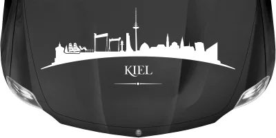 Cartattoo Skyline Kiel auf dunkler Motorhaube - Ansicht Farbauswahl