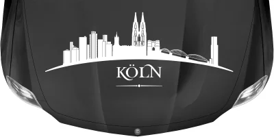 Aufkleber Fahrzeug Kölner Skyline auf dunkler Motorhaube - Ansicht Farbauswahl