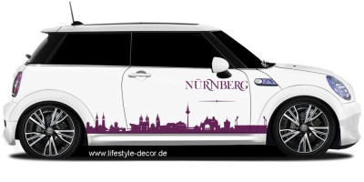 Autoaufkleber mit der Skyline von Nürnberg