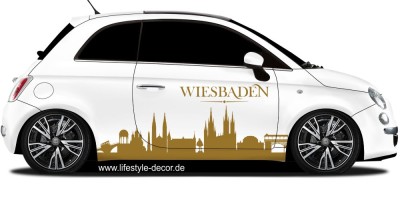 Konturen Wiesbadens als Aufkleber fürs Auto