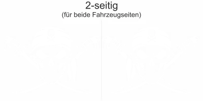 Autoaufkleber Totenkopf mit gekreuzten Säbel - Ansicht zweiseitig für beide Fahrzeugseiten und Farbauswahl
