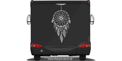 Autofolie mit Traumfängermotiv auf Heck von Wohnmobil oder Wohnwagen - Ansicht Farbauswahl