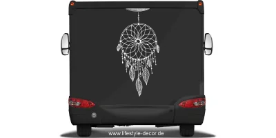 Autofolie mit Traumfängermotiv auf Heck von Wohnmobil oder Wohnwagen - Ansicht Farbauswahl