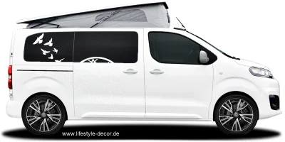 Autodekor mit Traumfänger und Feder auf hellem Camper - Ansicht Farbauswahl