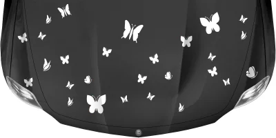 Autoaufkleber Traumhafte Schmetterlinge auf dunkler Motorhaube - Ansicht Farbauswahl