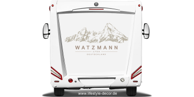 Autoaufkleber Watzmann auf Heck von Wohnwagen oder Wohnmobil