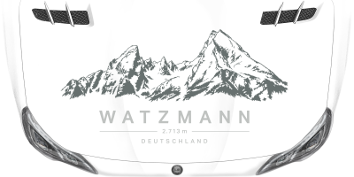 Autoaufkleber Watzmann auf heller Motorhaube