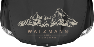 Autoaufkleber Watzmann auf dunkler Motorhaube