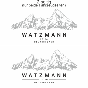 Autoaufkleber Watzmann - Ansicht zweiseitig für beide Fahrzeugseiten