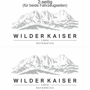 Autoaufkleber Wilder Kaiser - Ansicht zweiseitig für beide Fahrzeugseiten