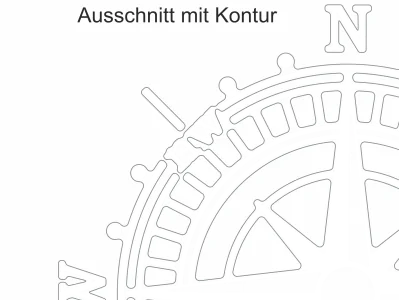 Autoaufkleber Windrose - Ansicht Ausschnitt mit weißer Kontur