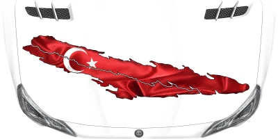 Türkische Flagge als Autoaufkleber auf Motorhaube