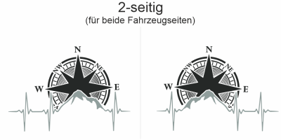 Autoaufkleber Kompass und Berge