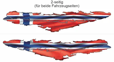 Autosticker Flagge Norwegens - Ansicht zweiseitig für beide Fahrzeugseiten